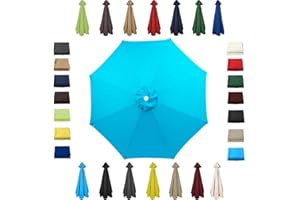 SXYHCK 8' 9' 10' Patio Umbrella Replacement Canopy For 6/8 Ribs, Market Yard Table Umbrella Replacement Top Cover, Round Replacement Parasol Canopy Cover, UV Protective Cloth For Garden Umbrella(Lake Blue,8r
