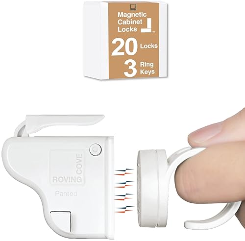 Cabinet Locks for Babies Magnetic (20 Locks Ring Keys