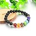MYSTIQS Lava Rock and Chakra Beaded Bracelet Essential Oil Diffuser for Men and Women 7.8 in Aromatherapy Ideal for Anti-stress or Anti-anxiety