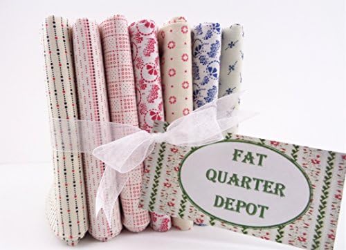 Fat Quarter Bundle 7 Red Blue Shirting Prints FQ