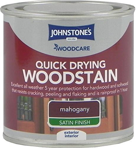 Johnstones Woodcare Quick Drying Interior/Exterior Woodstain Mahogany 250ml by Johnstones Woodcare