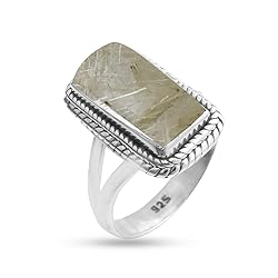 Sterling Silver 925 Ring For Womens Golden Rutile
