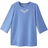 Women’s Open Back Adaptive Warm Winter Weight Top for Seniors - 3/4 Long Sleeve Scoop Shirt