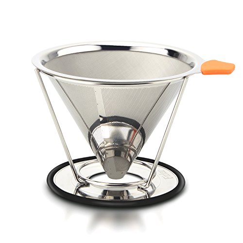Click Here to See More Images Firlar Paperless Pour Over Coffee Dripper - Stainless Steel Reusable Coffee Filter Coffee Maker