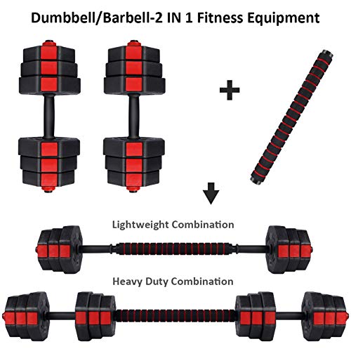 wolfyok-Fitness-Dumbbells-Set-Adjustable-Weight-to-44Lbs-Home-Fitness-Equipment-for-Men-and-Women-Gym-Work-Out-Exercise-Training-with-Connecting-Rod-Used-as-BarbellsPair-Black
