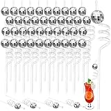 20 Pack Retro 70s Disco Ball Straws – Fun Mirrored Plastic Drink Stirrers For Themed Parties, Weddings & Holiday Events