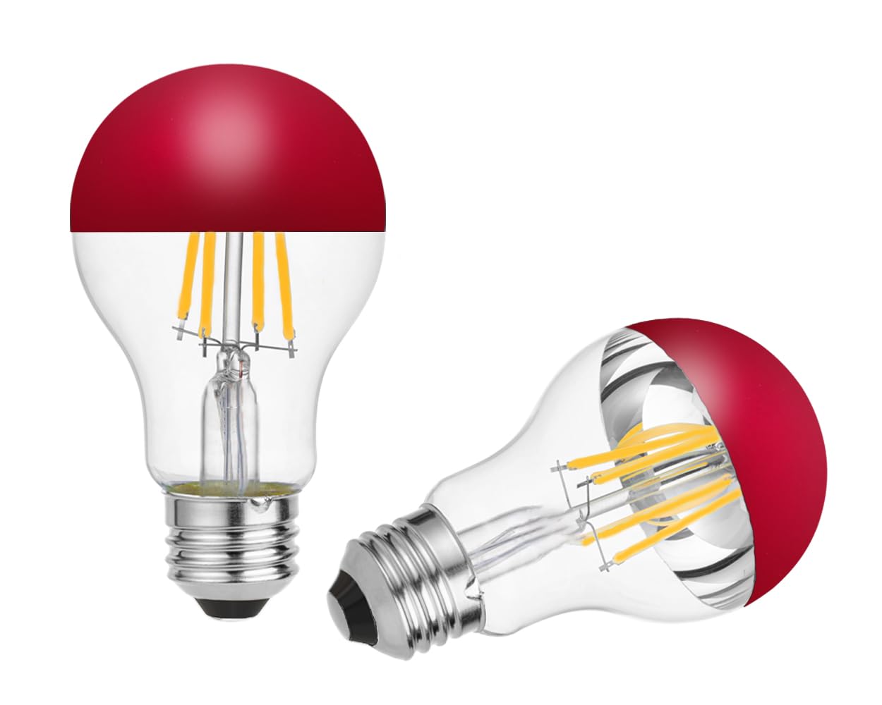 KOOYWAN E27 Red Crown Light Bulb-Dimmable 6W A60 Decorative Classic LED Edison Red Mirror Tipped Reflected Light 2700K Warm White — image 1