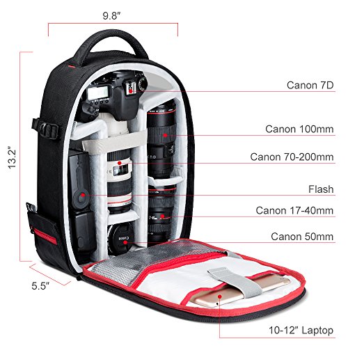 Camera Backpack, Beschoi Waterproof Lightweight DSLR Camera Bag for DSLR SLR Camera, Speedlite