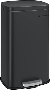 SONGMICS Kitchen Bin 30 L Pedal Rubbish Bin Soft Close Steel Black LTB03BK