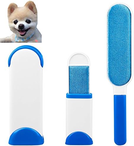 Fur Remover with Self-Cleaning Base by WillMall - Double-Sided Brush for Dot Cat Pets Removes Hair from Clothes &amp; Furniture Travel Size-(1 Pack)
