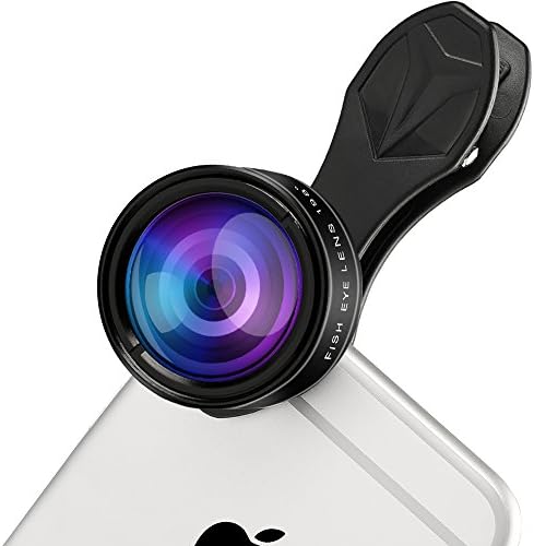 Phone Camera Lens 5 in 1 Kit, 198° Fisheye Lens, 0.63X Wide Angle Lens, 15X Macro Lens,2X Telephoto Lens High Definition,CPL,Clip-on Smart Cell Phone Lenses For Most iPhone, Android Phones