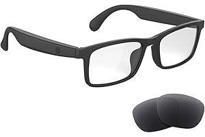 Fecoul Smart Glasses with Speaker Bluetooth Glasses for Women Men Anti-Blue Light and UV400 Polarized Lenses ，Open Ear,Clear Call,(G10Z - with Sun Lens)