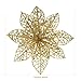 XmasExp 10 Pcs Christmas Tree Ornaments Glitzy Gold Poinsettia Bushes, Glitter Poinsettia Flowers Christmas Decorations