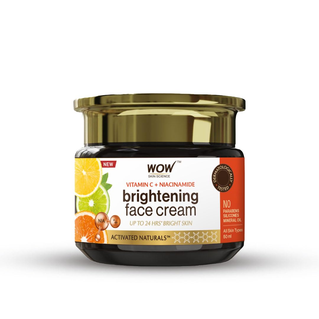 WOW Skin Science Vitamin C Face Cream - Oil Free, Quick Absorbing - For All Skin Types - No Parabens, Silicones, Color, Mineral Oil & Synthetic Fragrance, 50 ml