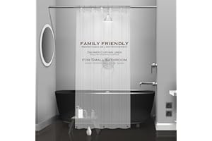 Eazzier Bath Small Clear Plastic Shower Curtain Liner, 36x72 Inch Thin Lightweight Transparent Plastic Bathroom Shower Showro