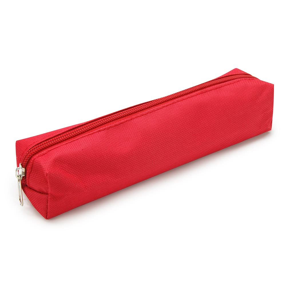 WAYTEX Multi-Purpose Small Rectangular Pencil Case 21 x 4 x 4 cm Soft Textile, Red, School Pencil case