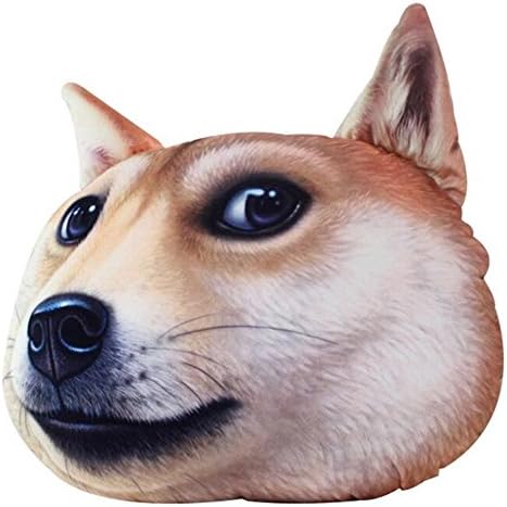 THREE EYES Car Pillow 40x38cm Sofa Pillow Travel Pillow 3D Lifelike Cute Pet Animal Adorable Cartoon Gift for Car or Household Couch Throw Pillow Pet Pillow 15.7x15inch (AKITA DOGE)