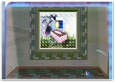 Enigmatic-interior, Intriguing, Digital, Home Decor Art; Museum Quality Fine Art Print, Paper (Green-Red-Blue, Rectangular, Height-19.4 in)