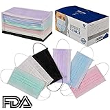 Disposable Surgical Face Masks (50 pcs) For Pollen dust Medical Allergy Cough Flu Cold Protection- (3+1) Filter Layer No Fogging Rainbow Color
