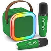 Karaoke Machine for Kids Adults, Portable Bluetooth Speaker with 2 Wireless Karaoke Microphones Player, 2026 TOP Birthday for Girls Boys 3,4,5,6,7,8+Year Old Toddler Toys(Dark Green)