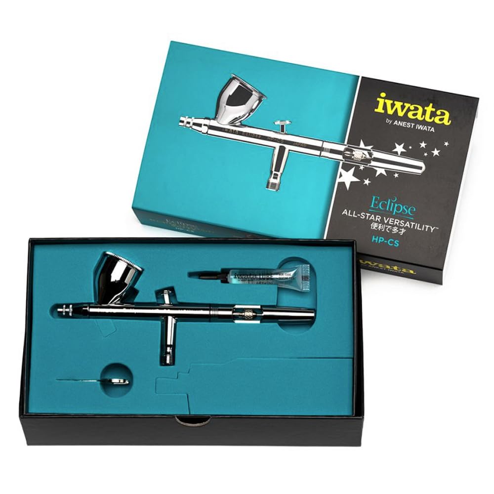 Iwata Eclipse CS Airbrush, Dual Action, Gravity-Feed, Internal-Mix, Black Plastic Airbrush