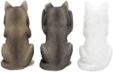 Nemesis Now B4472N9 Three Wise Wolves Resin Figurine 10cm Grey view 3