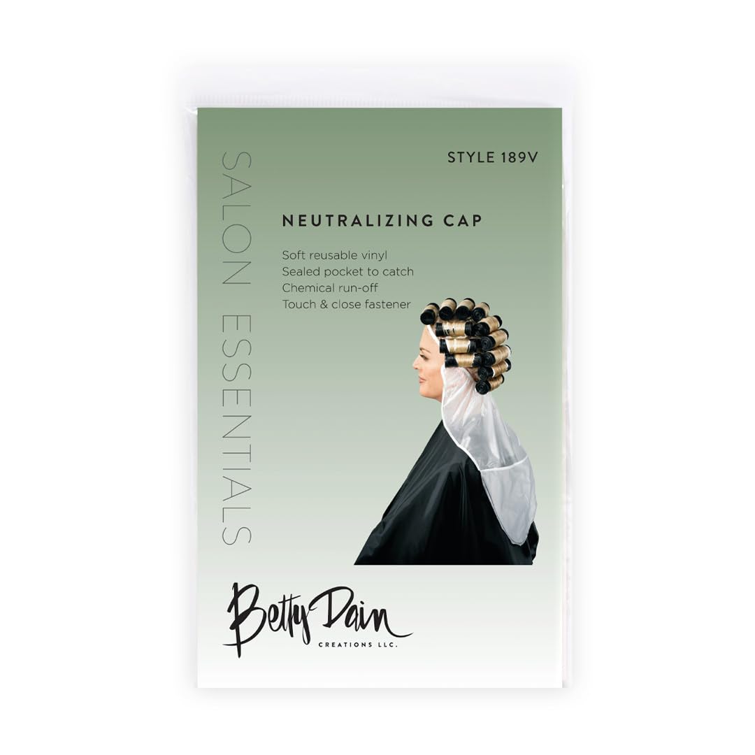Betty Dain Chemical Neutralizing Cap for Processing Curls and Chemical Treatments - Soft Reusable Vinyl with Sealed Pocket to Catch Run-off, Ideal for Perms and Other Treatments