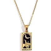 ORIGENCE 18k Gold Plated Tarot Cards Pendant Necklace - Vintage Colorful Charm Necklace Lucky Talisman Hypoallergenic for Women and Men Gift