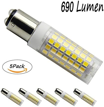 McDen LED BA15D Base 6 Watts AC Bayonet Replacement Light Bulb, 120 Volts T3/T4/C7/S6 LED Halogen Replacement Bulb Daylight White 6000K (Pack of 5)