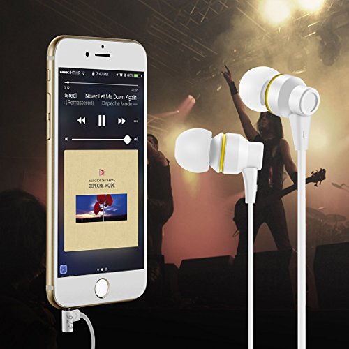 Earbuds, HokoAcc In-Ear Headphones Noise Isolation Headsets Heavy Bass Earphones with Microphone for iPhone Samsung iPad and Most Android Phones