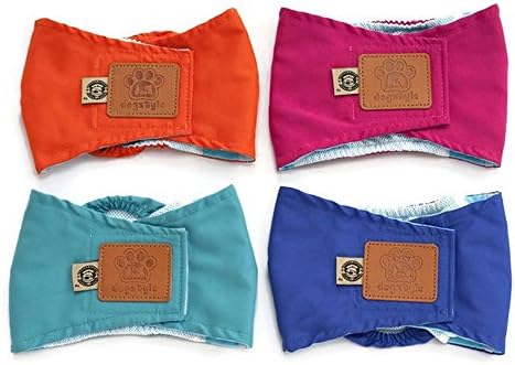 AliceInter 4pcs Puppy Pet Male Dog Physiological Pants Sanitary Underwear Belly Band Cotton Diaper (L)