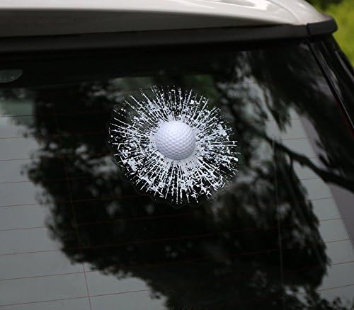 Car 3D Balls Sticker, Marsway 2016 Creative Funny 3D Baseball Golf Tennis Ball Hits Car Window Decal Stickers