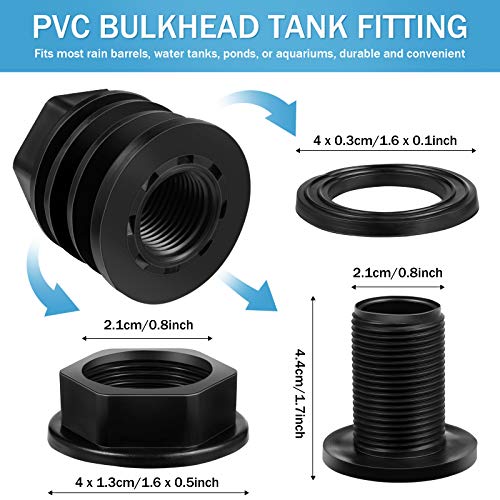 PVC Bulkhead Fitting Double Threaded Bulkhead Water Tank Connector for