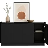 Prepac Simply Modern 4 Door Console Table Storage Cabinet, Buffet Cabinet for Storage and Organization, Modern Side Table wit