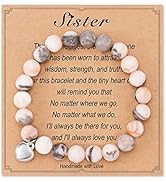HGDEER Natural Stone Sister Bracelet, Sister Meaningful Gifts for Women Girls with Gift Message Card
