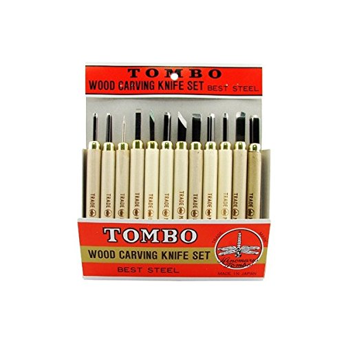 12pc Hinomaru Tombo Japanese Wood Carving Tools Knife Set