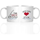 Canopy Street Fishing Matching Couples Mugs / 11 Ounce White Ceramic Mug Set / 2 Greatest Catch Coffee Cups/Great Fisherman Mug And Best Catch Of His Life Mug