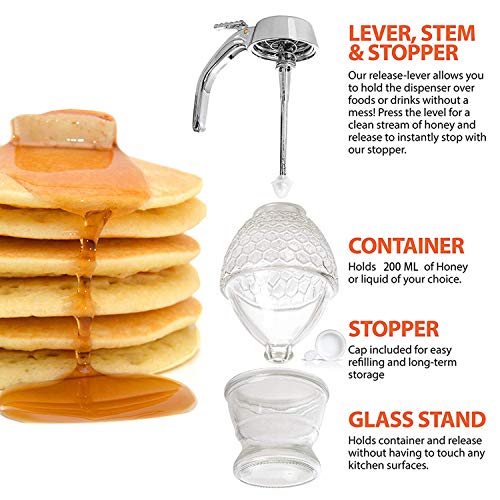 Squeeze Honey Dispenser,Plastic No Drip Maple Syrup Dispenser,Juice Jar