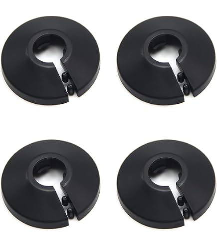 AYLIFU Wall Split Flange – ABS Round Pipe Decorative Cover, Self-Adhesive, 26mm (1.02”) Aperture, Black, For Faucet, Pipe, Hose, Vent