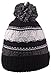 Simplicity Striped Knit Pom Winter Cuffed Beanie Hat for Men/Women, Grey/Black