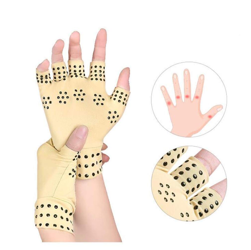 Fingerless Arthritis Gloves, 1 Pair Breathable & Moisture Wicking Compression Gloves Magnetic Arthritis Therapy Gloves, for Relieve Hand Pressure, Joint Swell Pain, Computer Typing and Daily Work