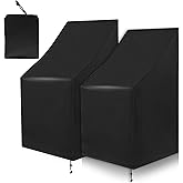 2 Pack Patio Chair Covers Waterproof Stackable Outdoor Furniture Covers Black 210D High Back Lounge Seat Cover Fits for 4-6 Stacking Dining Chairs All Weather Protection, 25"W x 25"D x 47”H