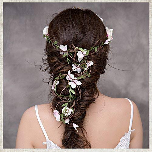 Felice Arts Floral Headband Adjustable Flower Crown Bridal Hair Wreath Flower Garland Headdress for Wedding Festival Themed Party Vacation Maternity Photography Props Halloween Fairy Costume or Xmas - Thumbnail 7