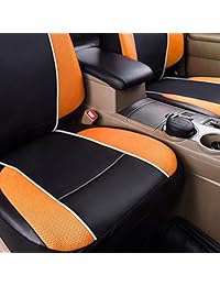 HORSE KINGDOM Fundas de asiento de coche univesal, dos cubiertas delanteras de piel sintética compatible con airbag transpirable