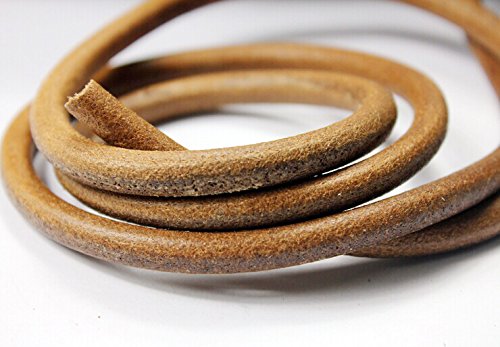 2 Yards 8mm Round Genuine Cow Hide Leather Cord, Natural And Black 8mm Diameter Leather Strap (Natural)
