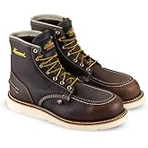 Thorogood 1957 Series 6” Waterproof Moc Toe Work Boots for Men - Soft Toe, Full-Grain Leather with Slip-Resistant Wedge Outsole and Shock-Absorbing Footbed