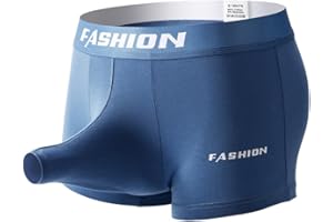 SEKEXI Men's Underwear with Split Open Gun and Bullet Medium Waist Solid Color Breathable Elephant Nose Flat Corner Pants