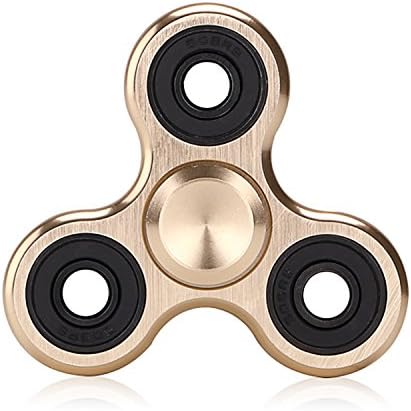 Tri-spinner Upgraded Fidget Hand Spinner Toy with Premium Quality Ultra Durable High Speed Bearings by Alloy Metal Non-3D Printed 5-8 Min Spins Good for Killing Time by Mideand (Gold)