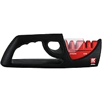 ZWILLING 4 Stage Pull-Through Knife Sharpener - Safety Grip, Non-Slip Base, for Western/Asian Honing, Black, Regular, 32602-0