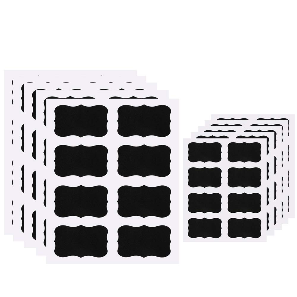 128 Chalkboard Labels for Jars, Erasable and Reusable Waterproof Blackboard Stickers Chalkboard Labels for Decorating Jars, Pantry, Home and Office, Scrapbooking (64 Large + 64 Small)
